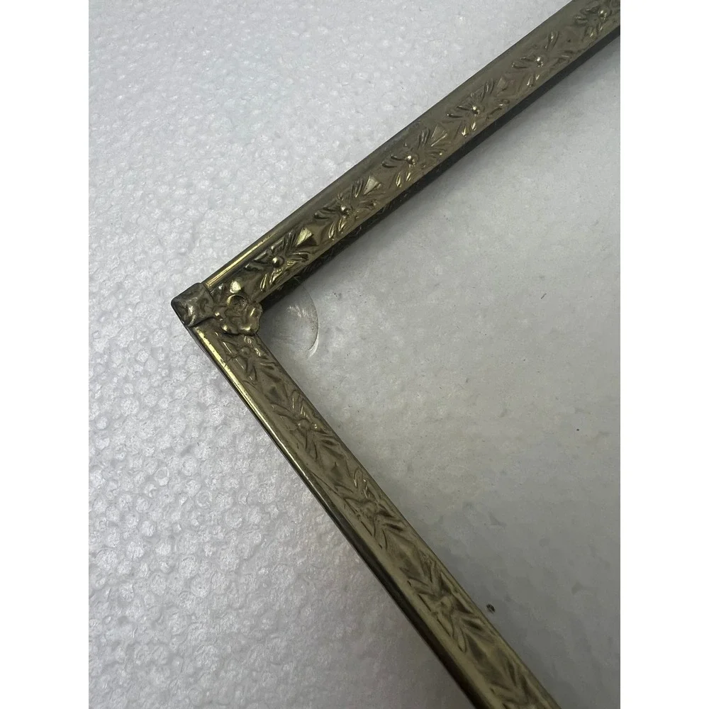 Vintage Brass Gold Scroll Border Picture Frame Easel Back Fits 8x10 Photo Stand
